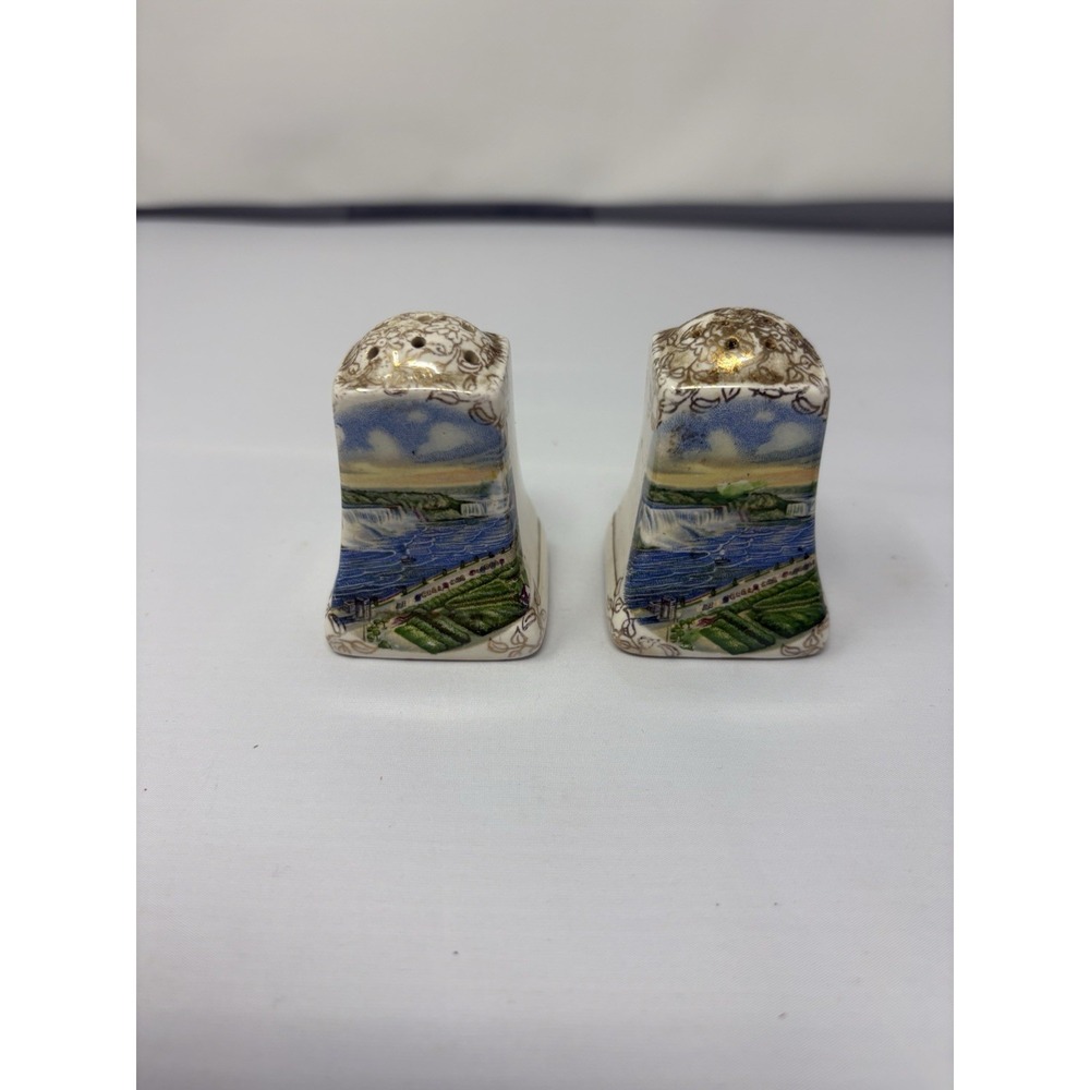 VINTAGE Royal Winton Grimwades Ceramic Salt & Pepper Shakers Waterfall Scene UK